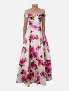City Studio Shoulder Off Floral Ball Gown Y2K Cottagecore Romantic Chic Prom